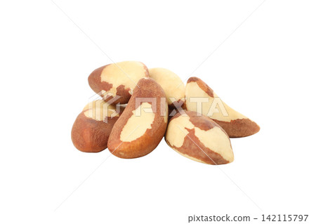 Collection of Brazil nuts placed on a white background, PNG Collection of Brazil nuts placed on a white background, PNG 142115797