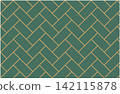 Seamless pattern background with traditional Japanese design, Higaki (cypress fence) pattern (green and gold) 142115878