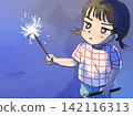 A girl enjoying handheld fireworks. 142116313