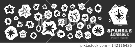 Crayon star icon set. Childrens star and award symbols. Vector doodles with firework flares and glimmering. Hand drawn paper cut collage Crayon star icon set. Childrens star and award symbols. Vector doodles with firework flares and glimmering. Hand drawn paper cut collage 142116426
