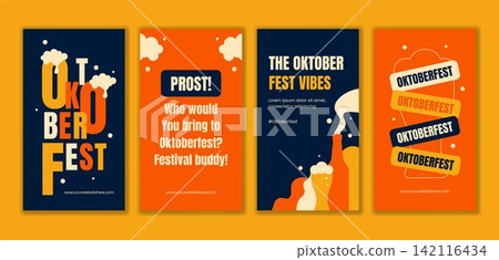 Flat Cartoon Social Media Story for Oktoberfest Beer Festival Background Flat Cartoon Social Media Story for Oktoberfest Beer Festival Background 142116434
