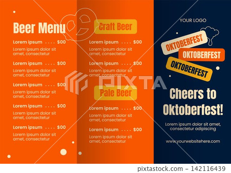 Flat Cartoon Social Media Brochure for Oktoberfest Beer Festival Illustration Flat Cartoon Social Media Brochure for Oktoberfest Beer Festival Illustration 142116439