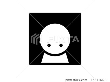 A simple and cute square icon of a human figure looking downwards (2) 142116690