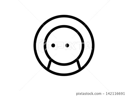 A simple and cute round human-shaped icon facing left. A simple and cute round human-shaped icon facing left. 142116691