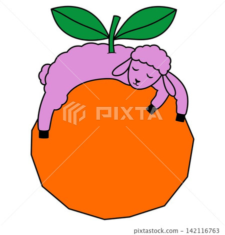 Sleepy Pink Sheep on Orange Fruit Sleepy Pink Sheep on Orange Fruit 142116763
