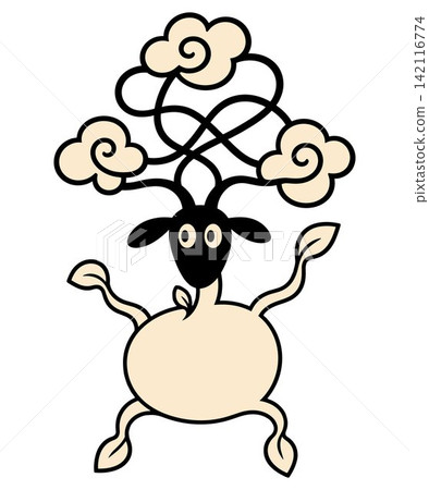 Abstract Sheep Creature with Cloud Antlers Abstract Sheep Creature with Cloud Antlers 142116774