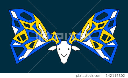 Ram with Geometric Butterfly Wings Ram with Geometric Butterfly Wings 142116802