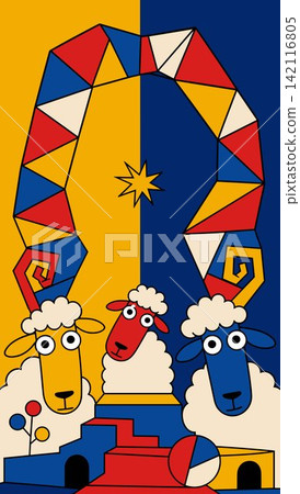 Abstract Geometric Sheep Illustration Abstract Geometric Sheep Illustration 142116805