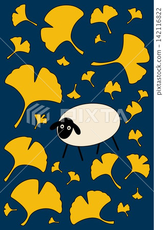 Sheep Among Ginkgo Leaves Sheep Among Ginkgo Leaves 142116822