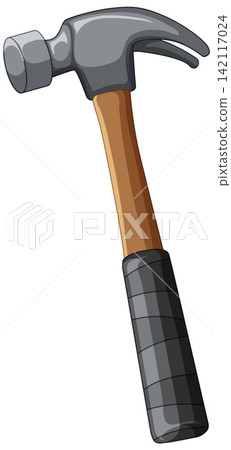 Claw Hammer Vector Illustration with Wood Handle and Metal Head 142117024