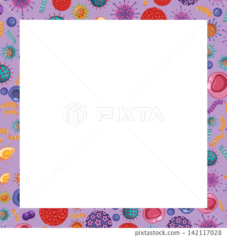 Microscopic Pathogen and Bacteria Border Illustration with Central Copy Space Microscopic Pathogen and Bacteria Border Illustration with Central Copy Space 142117028