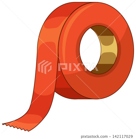 Red Adhesive Tape Roll Vector Illustration on White Background Red Adhesive Tape Roll Vector Illustration on White Background 142117029