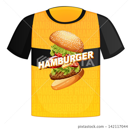 Yellow and Black T-Shirt Design with Deconstructed Hamburger Graphic Yellow and Black T-Shirt Design with Deconstructed Hamburger Graphic 142117044