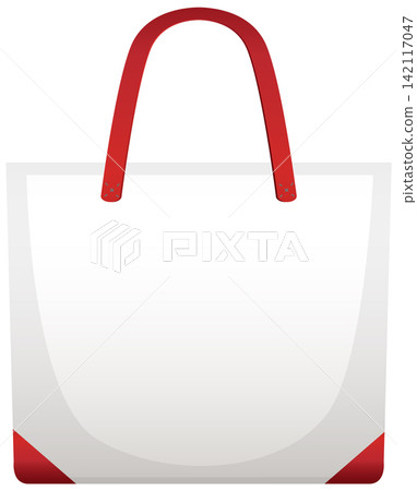 White Tote Bag with Red Handles and Corners White Tote Bag with Red Handles and Corners 142117047