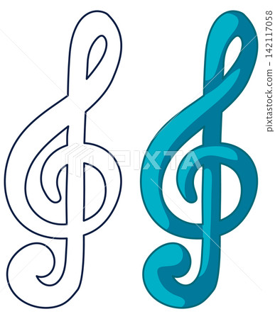 Treble Clef Musical Symbol in Outline and Blue Color Variations Treble Clef Musical Symbol in Outline and Blue Color Variations 142117058