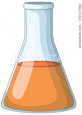 Erlenmeyer Flask with Orange Liquid Vector Illustration on White Background Erlenmeyer Flask with Orange Liquid Vector Illustration on White Background 142117062