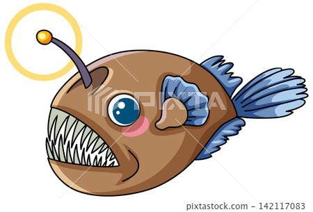 Cute Cartoon Anglerfish Vector Illustration Isolated on White Background Cute Cartoon Anglerfish Vector Illustration Isolated on White Background 142117083