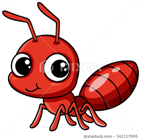 Cute Red Ant Cartoon Character Vector Illustration on White Background Cute Red Ant Cartoon Character Vector Illustration on White Background 142117095