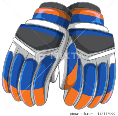 Pair of Blue and Orange Cricket Batting Gloves for Sports Equipment Pair of Blue and Orange Cricket Batting Gloves for Sports Equipment 142117099