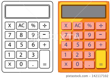 Vector Illustration of a Calculator in Line Art and Color Styles Vector Illustration of a Calculator in Line Art and Color Styles 142117102