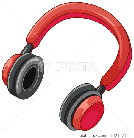 Red and Black Wireless Headphones Vector Illustration on White Background Red and Black Wireless Headphones Vector Illustration on White Background 142117103
