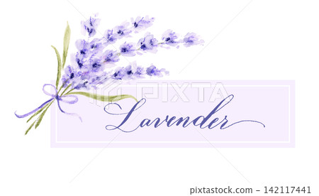 Watercolor hand-painted lavender bouquet frame | with hand-painted calligraphy lettering and botanical design Watercolor hand-painted lavender bouquet frame | with hand-painted calligraphy lettering and botanical design 142117441