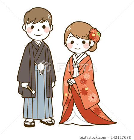 Wedding ceremony bride and groom in Japanese clothes Wedding ceremony bride and groom in Japanese clothes 142117688