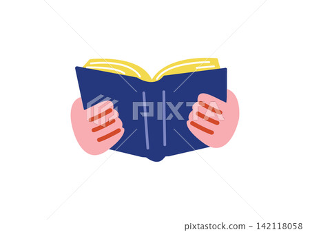 一隻手拿著一本書的插圖 一隻手拿著一本書的插圖 142118058