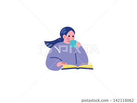 讀一本書的女人的插圖 讀一本書的女人的插圖 142118062