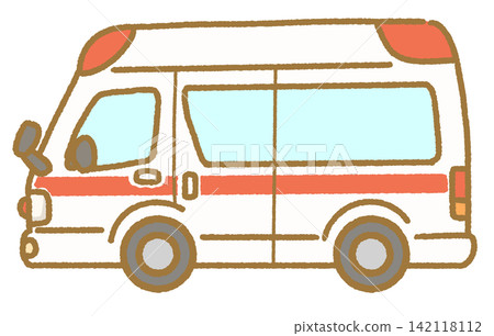 Simple and cute hand-drawn ambulance icon illustration; hand-drawn vehicle illustration that can be used as an illustration. Simple and cute hand-drawn ambulance icon illustration; hand-drawn vehicle illustration that can be used as an illustration. 142118112