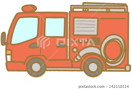 Simple and cute hand-drawn pump truck/fire truck icon illustrations; vehicle illustrations that can be used as illustrations. Simple and cute hand-drawn pump truck/fire truck icon illustrations; vehicle illustrations that can be used as illustrations. 142118114