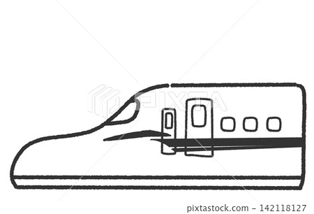 簡潔可愛的手繪單色子彈列車圖示插圖;可用作插圖的汽車插圖。 簡潔可愛的手繪單色子彈列車圖示插圖;可用作插圖的汽車插圖。 142118127