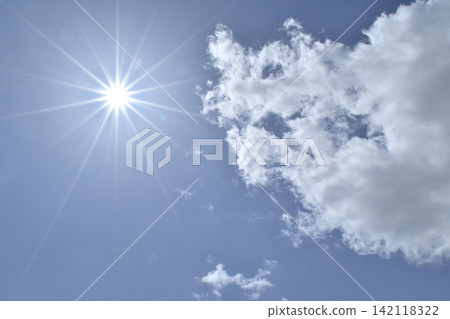 Blue sky and sun, direct sunlight, free space image (fixed shot) Blue sky and sun, direct sunlight, free space image (fixed shot) 142118322