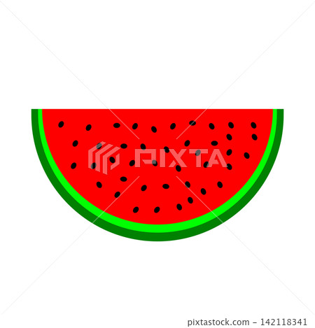 Fresh Watermelon Slice Flat Illustration Fresh Watermelon Slice Flat Illustration 142118341