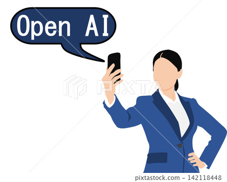 An illustration of a businesswoman using Open AI. An illustration of a businesswoman using Open AI. 142118448