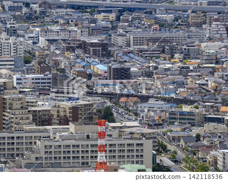 Scenery of the city where the railroad runs Scenery of the city where the railroad runs 142118536