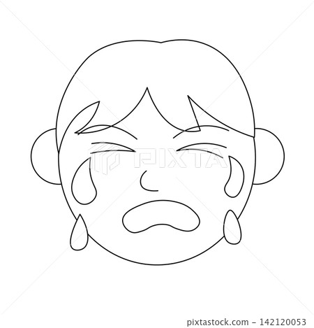 A line drawing of a man's face, weeping uncontrollably with a pained expression. A line drawing of a man's face, weeping uncontrollably with a pained expression. 142120053