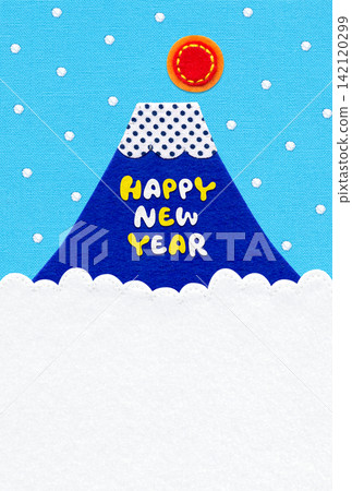 Retro-pop style Mt. Fuji appliqué New Year's card / HAPPY NEW YEAR Retro-pop style Mt. Fuji appliqué New Year's card / HAPPY NEW YEAR 142120299