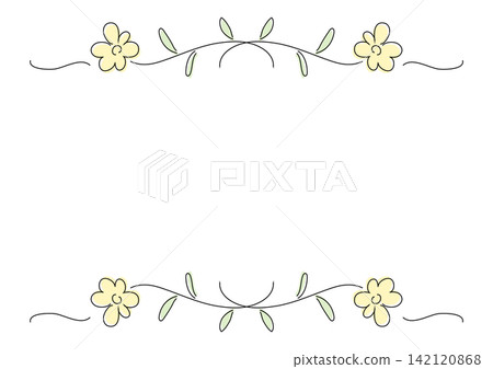 The top and bottom botanical frames feature a gentle impression with hand-drawn yellow flowers and vines, along with message cards and headings. The top and bottom botanical frames feature a gentle impression with hand-drawn yellow flowers and vines, along with message cards and headings. 142120868