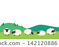 New Year's card template for the Year of the Sheep: Vector illustration of a sheep 142120886