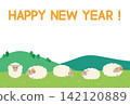 New Year's card template for the Year of the Sheep: Vector illustration of a sheep 142120889