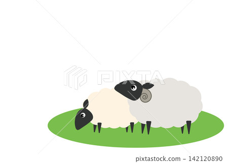 New Year's card template for the Year of the Sheep: Vector illustration of a sheep New Year's card template for the Year of the Sheep: Vector illustration of a sheep 142120890