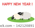 New Year's card template for the Year of the Sheep: Vector illustration of a sheep 142120891