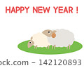 New Year's card template for the Year of the Sheep: Vector illustration of a sheep 142120893