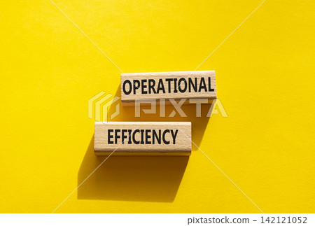 Operational efficiency symbol. Concept word Operational efficiency on wooden blocks. Beautiful yellow background. Business and Operational efficiency concept. Copy space Operational efficiency symbol. Concept word Operational efficiency on wooden blocks. Beautiful yellow background. Business and Operational efficiency concept. Copy space 142121052