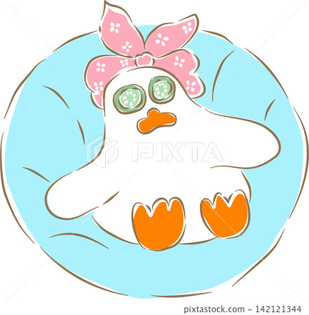Cute white duck relaxing on blue swim ring vector Cute white duck relaxing on blue swim ring vector 142121344