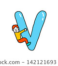Alphabet V Illustration Font 142121693