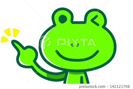 An illustration of a frog winking and pointing. An illustration of a frog winking and pointing. 142121708