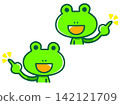 An illustration of a frog pointing with its mouth wide open. 142121709