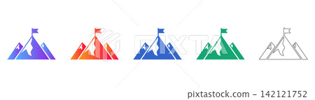 Mountain Peak Achievement Vector Icon Set 142121752